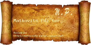 Matkovits Péter névjegykártya