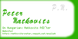 peter matkovits business card